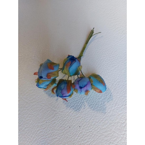 Букетики 1,8*2,5 см на веточке (6 шт) цв. голубой, цена за пучок